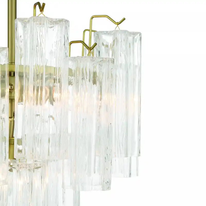 Plafonnier Sophia semi-encastré à 5 lumières, laiton avec verre de style Tronchi