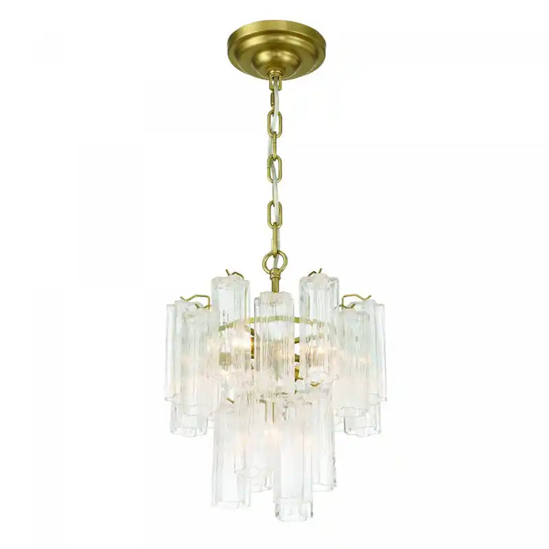 Plafonnier Sophia semi-encastré à 5 lumières, laiton avec verre de style Tronchi