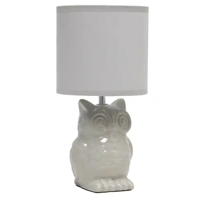 Simple Designs 12.8 Contemporary Ceramic Owl Table Lamp with Matching Fabric Shade