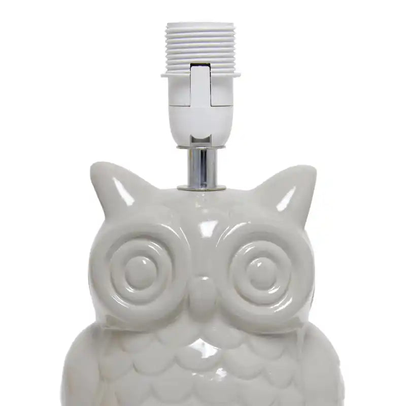 Simple Designs Lampe de table hibou contemporaine en céramique 12,8 po avec abat-jour en tissu assorti