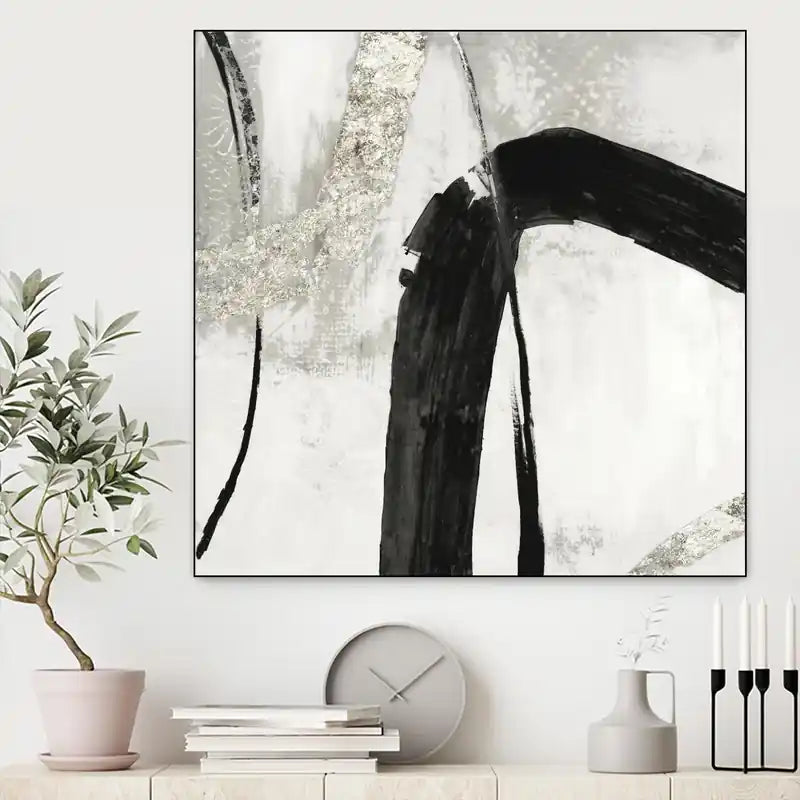 Toile encadrée « Black Ink II » 20 x 20 cm, noire, décoration murale