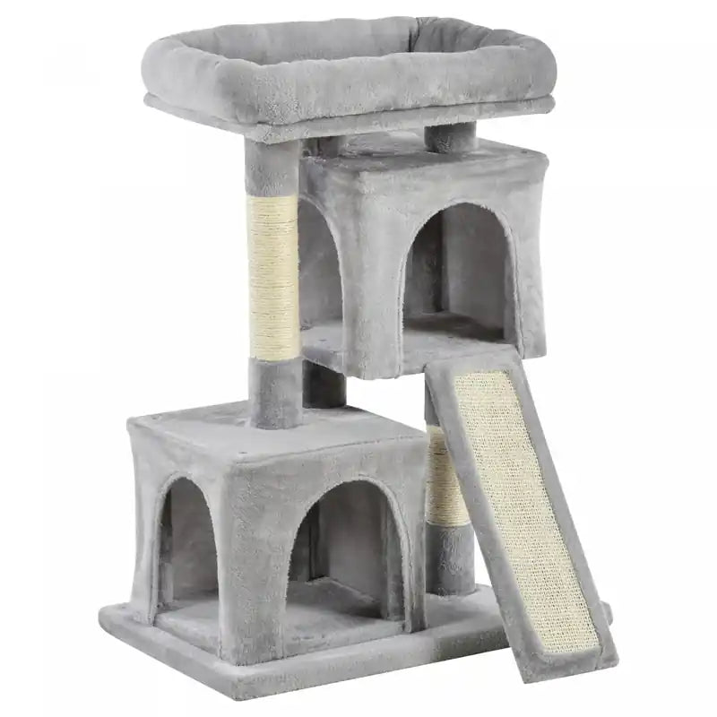 Pawhut Plush Cat Tree Tower Activity Center With Sisal Scratching Post Scratching Board Perch Condo