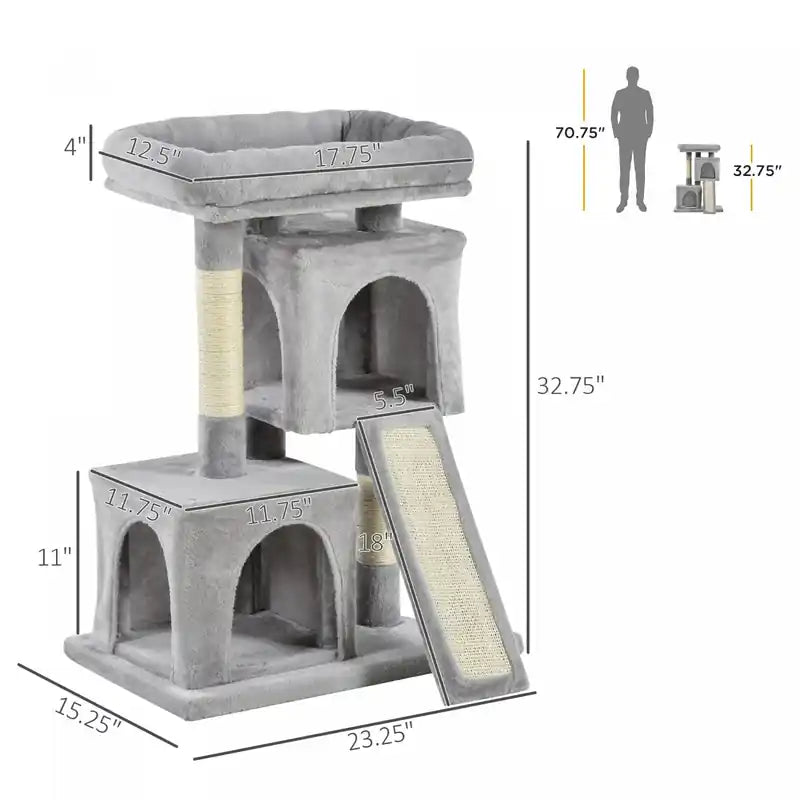 Arbre à chat en peluche Tour Centre d'activités avec poteau à griffer en sisal Griffoir Perchoir Niche