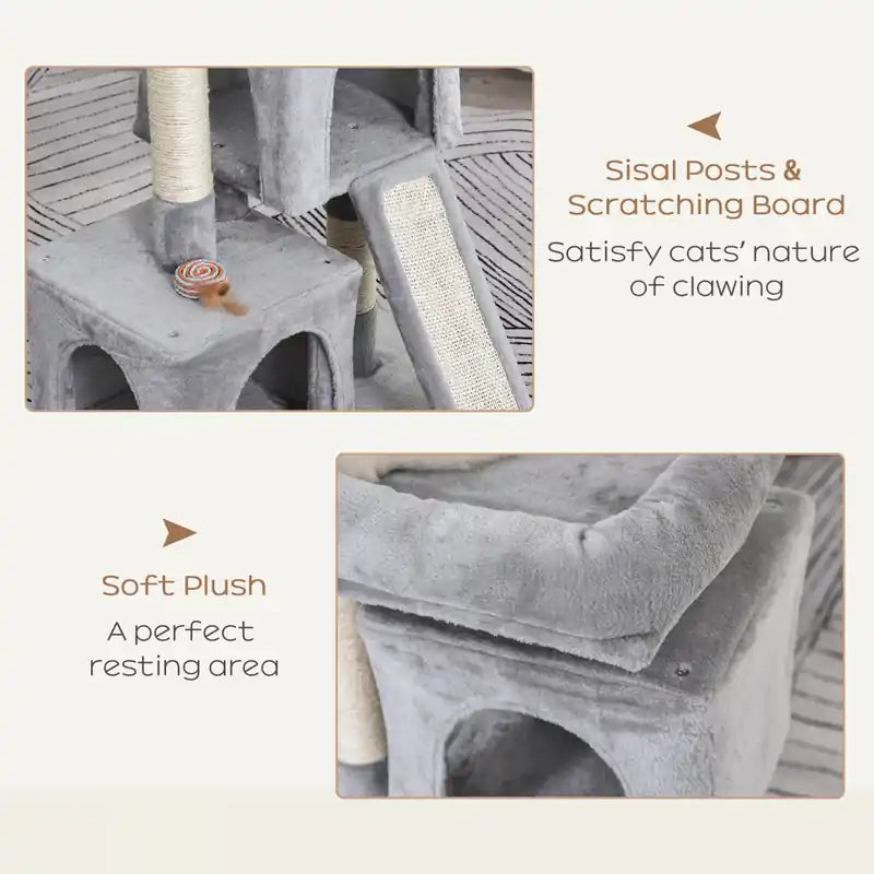 Arbre à chat en peluche Tour Centre d'activités avec poteau à griffer en sisal Griffoir Perchoir Niche