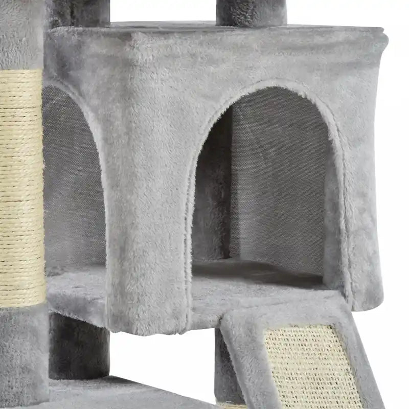 Arbre à chat en peluche Tour Centre d'activités avec poteau à griffer en sisal Griffoir Perchoir Niche