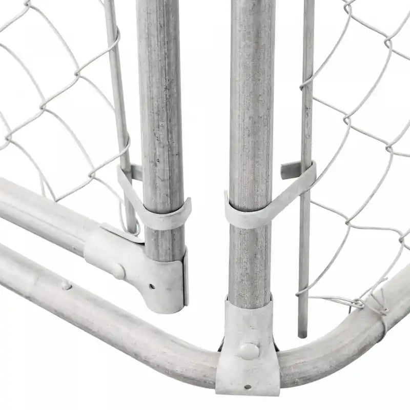 Chenil extérieur avec toit, clôture en acier, serrure en acier, parois latérales en grillage pour jardin et patio, 2,99 m