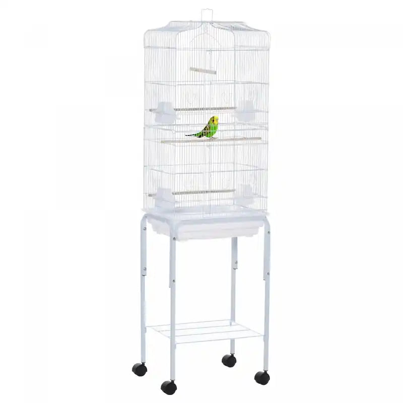 Pawhut 62 Bird Cage Budgie Cage With Wheels, Detachable Stand, Storage