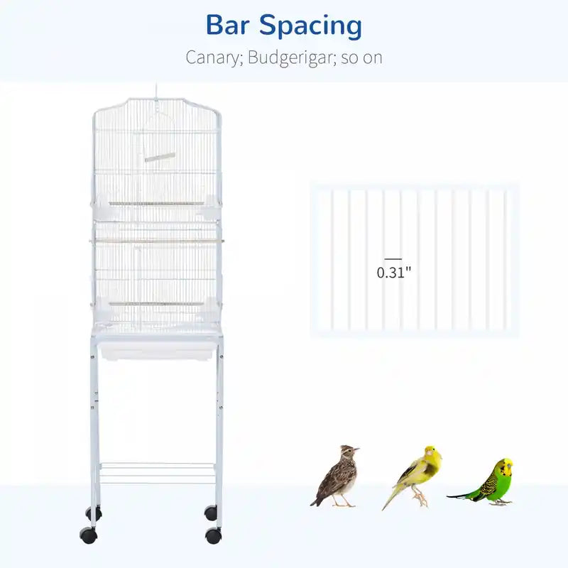 62 Cage à oiseaux pour perruches avec roulettes, support détachable, rangement