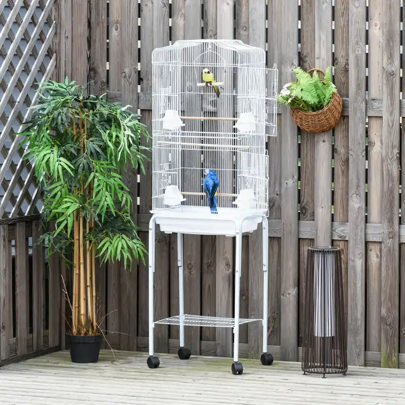 62 Cage à oiseaux pour perruches avec roulettes, support détachable, rangement