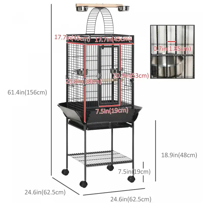 Cage à oiseaux de 156 cm, maison pour perruches, pour calopsittes, avec support, tiroir amovible, aire de jeux supérieure, rangement