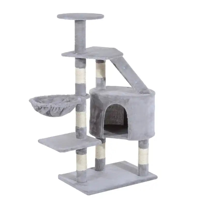 Pawhut 49 Cat Tree With Hammock, Cat Condo Tower With Scratching Post For Indoor Cats