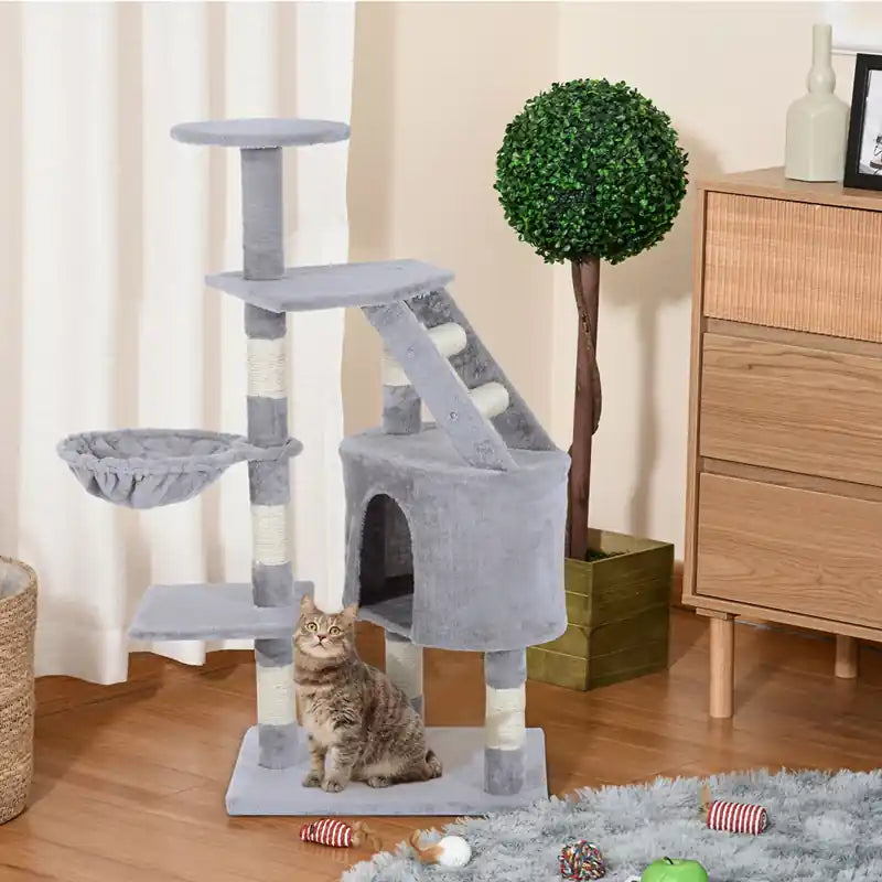 49 Arbre à chat avec hamac, tour à condo pour chat avec poteau à griffer pour chats d'intérieur