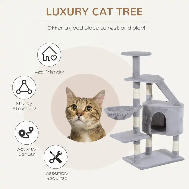 49 Arbre à chat avec hamac, tour à condo pour chat avec poteau à griffer pour chats d'intérieur