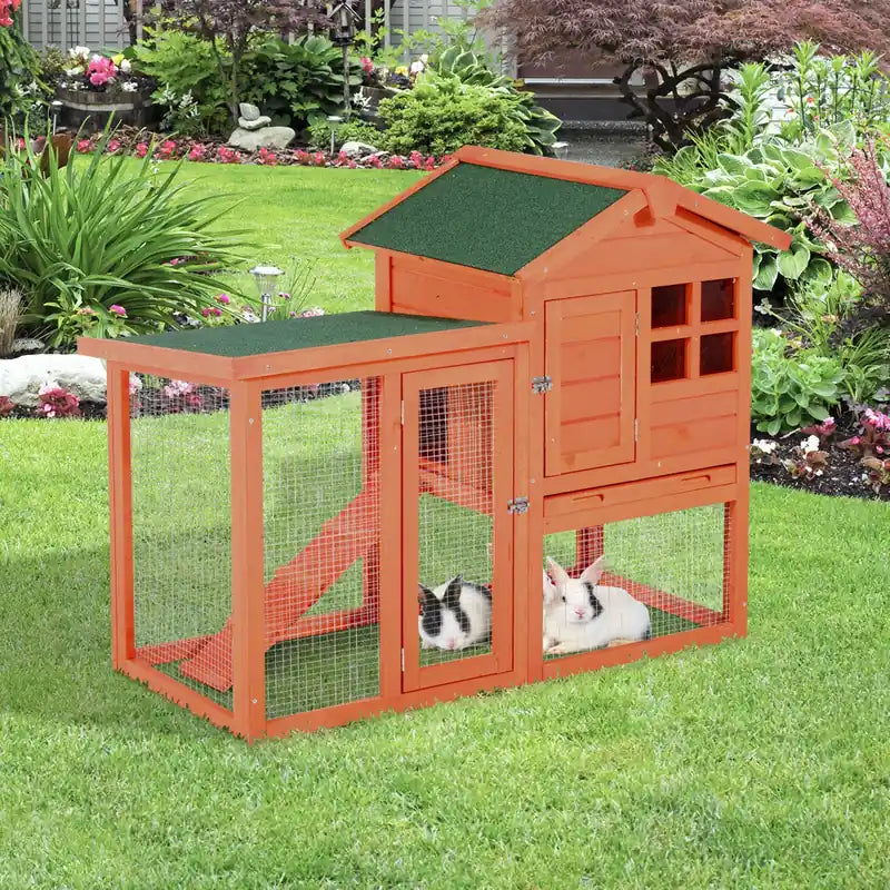 Cage à lapin de luxe étanche 48 x 24 x 36 cm, en bois, pour petits animaux, avec échelle