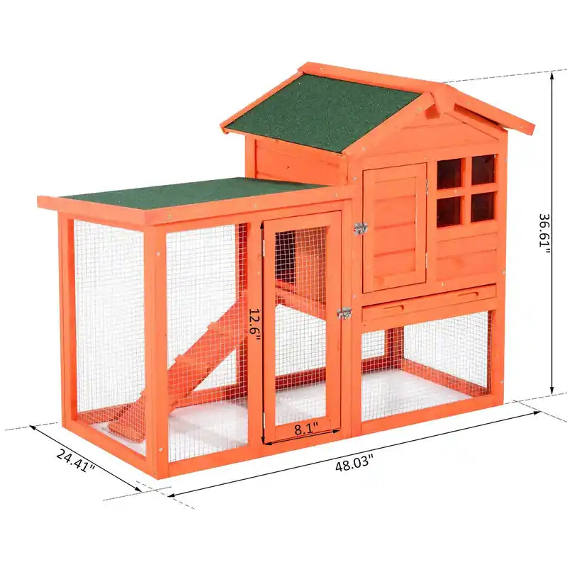 Cage à lapin de luxe étanche 48 x 24 x 36 cm, en bois, pour petits animaux, avec échelle
