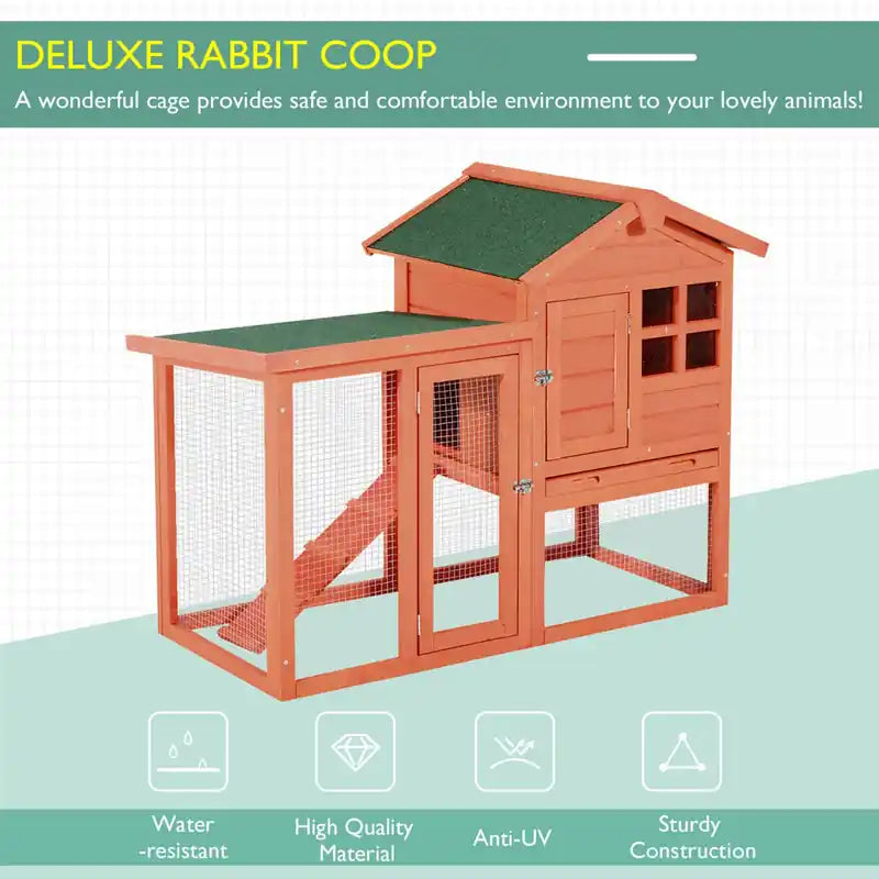 Cage à lapin de luxe étanche 48 x 24 x 36 cm, en bois, pour petits animaux, avec échelle