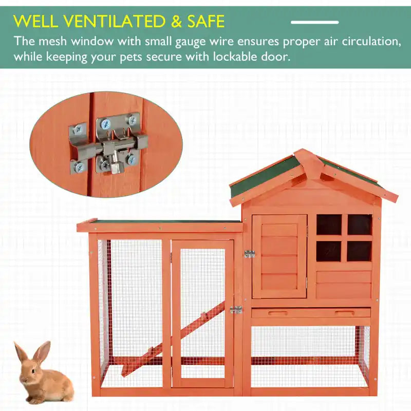 Cage à lapin de luxe étanche 48 x 24 x 36 cm, en bois, pour petits animaux, avec échelle