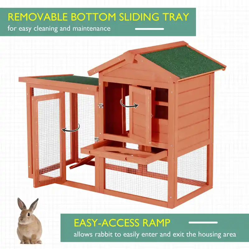 Cage à lapin de luxe étanche 48 x 24 x 36 cm, en bois, pour petits animaux, avec échelle