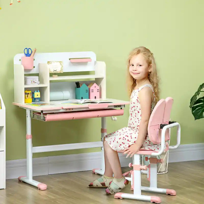Bureau et chaise pour enfants, hauteur réglable, avec dossier adaptatif