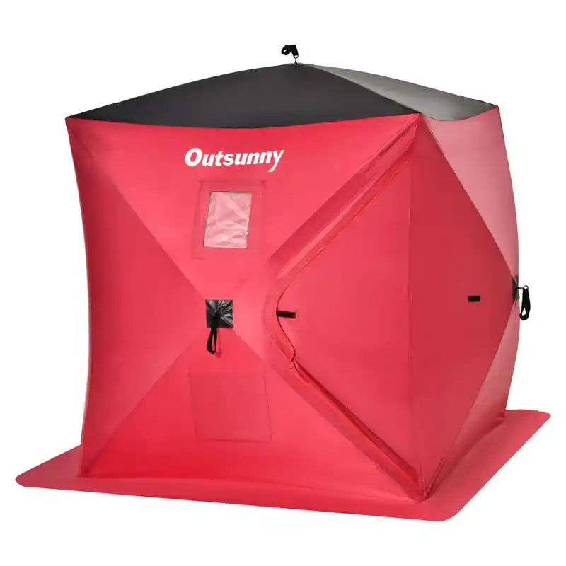 Outsunny 2 Person Pop Up Ice Fishing Tent Shelter With Carry Bag