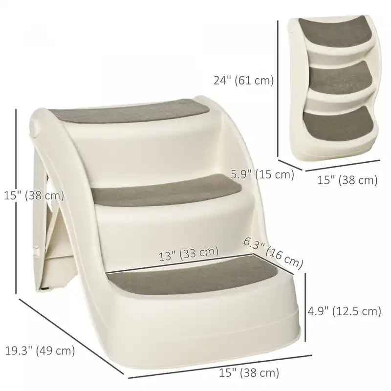Escalier Pliant Pour Animaux De Compagnie, Marches Pliables Pour Petits Chiens Et Chats, 3 Marches Avec Bandes Antidérapantes Pour Be