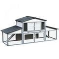 Pawhut 88.5 X 27.5 X 39.25 Deluxe Wooden Rabbit Hutch Backyard Bunny Cage Small Animal Living Hou