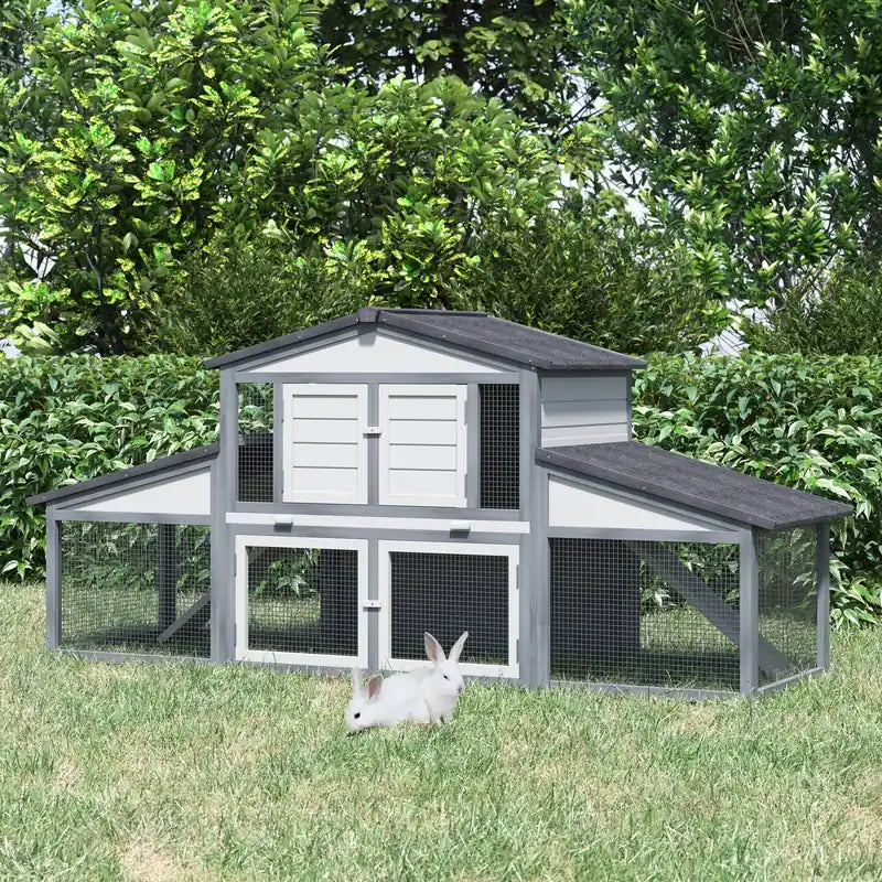 88,5 X 27,5 X 39,25 Cage de luxe en bois pour lapins, clapier d'extérieur, abri pour petits animaux
