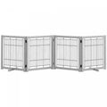 Pawhut Wooden Dog Gate Foldable Pet Fence For Small & Medium Dogs 4 Panel With Support Feet Freestan
