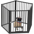Pawhut Dog Playpen, 30h Pet Playpen, 5 Panels Puppy Exercise Pen Heavy Duty With Dog Gate & Cat Doo