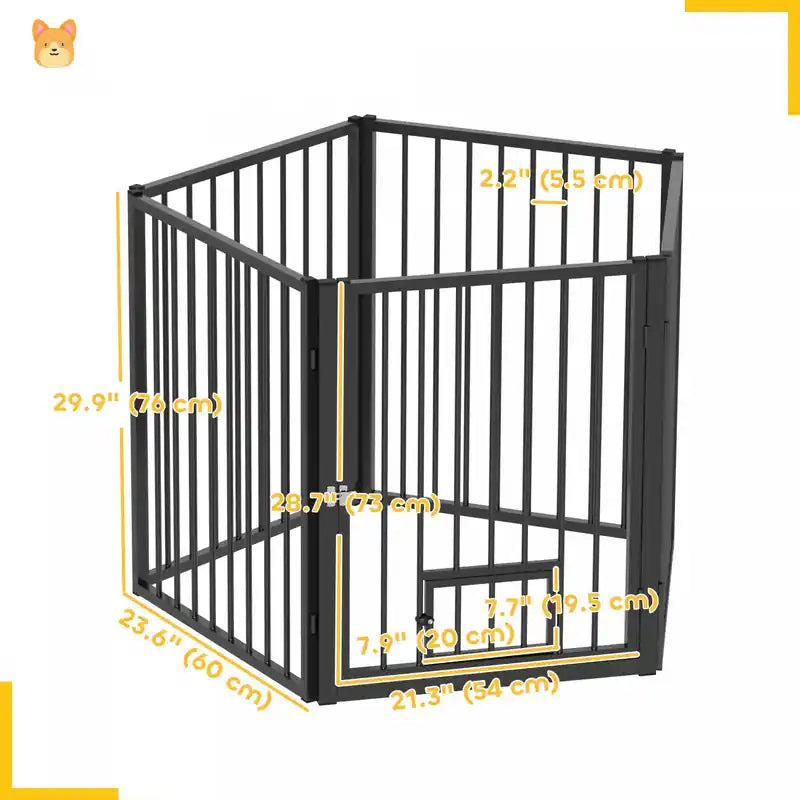 Parc pour chien, enclos pour animaux de compagnie de 76 cm de hauteur, 5 panneaux robustes avec portillon pour chien et chatière.