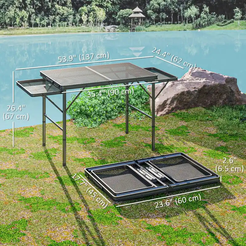 Table de grillade pliante de 1,37 m, Table de camping réglable en hauteur