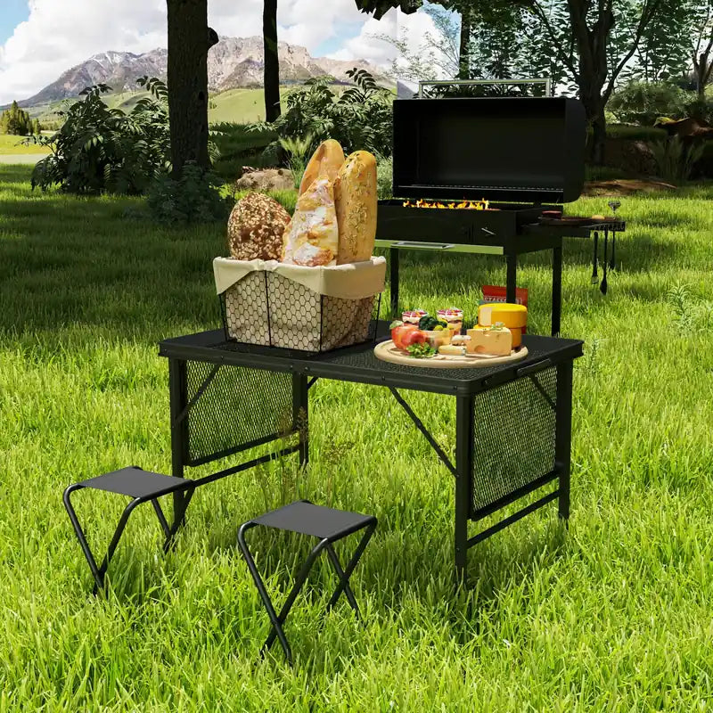 Table de grillade pliante de 1,37 m, Table de camping réglable en hauteur