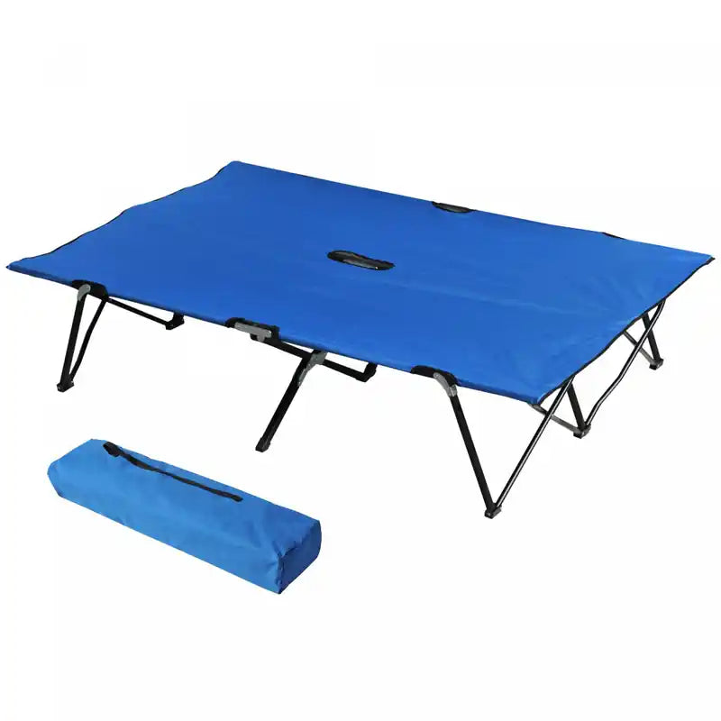 Outsunny 76 Two Person Folding Camping Cot With Carrying Bag