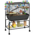Pawhut Large Hamster Cage With 7 Deep Tray, 3 Tier Rolling Gerbil Cage With Storage Shelf, Big Exercise Wheel, Tube System, Hut, Platforms, Ramps, For Syrian, Gerbil, Rat
