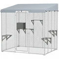 Pawhut Catio Outdoor Cat Enclosure Large, 79 L Galvanized Steel Outdoor Cat House With 420d Waterproof Canopy, Multiple Platforms, Resting Condo, Lockable Door, For 1-3 Large Cats
