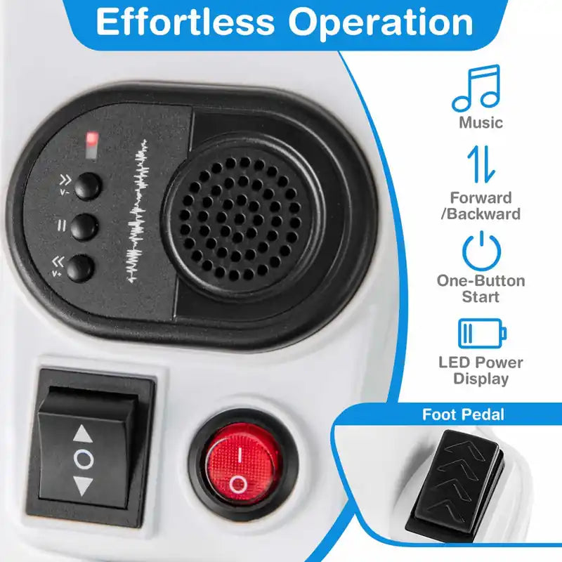 Jouet Licorne Électrique 12V pour Enfants avec Roues d'Apprentissage Musique Démarrage à un Bouton Jouet Cheval Bleu