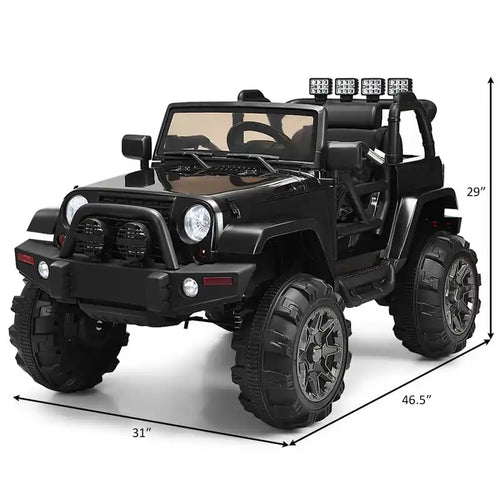 12v Kids Ride On Truck Car W/ Remote Control Mp3 Music Led Lights Black
