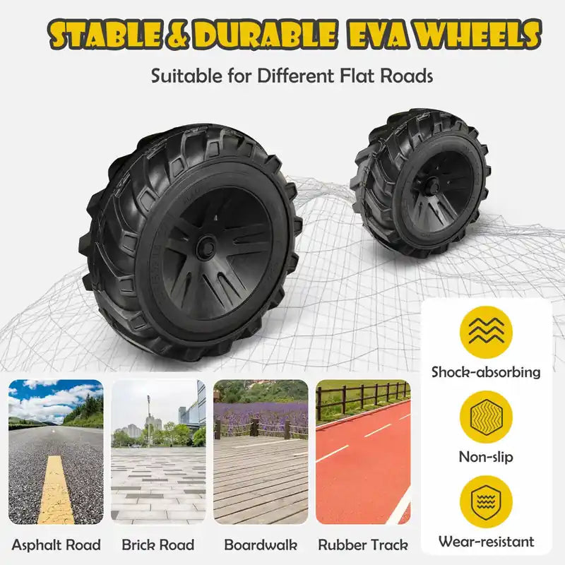 Excavatrice-Bulldozer Électrique 12V 3-en-1 pour Enfants avec Télécommande et Remorque - Jaune