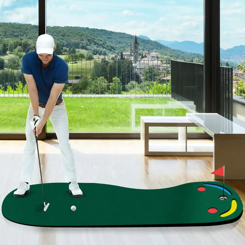 9.8ft X 3ft Par 3 Holes Golf Putting Green Mat Set For Indoor & Outdoor Practice