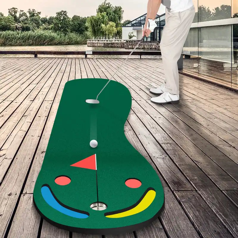9.8ft X 3ft Par 3 Holes Golf Putting Green Mat Set For Indoor & Outdoor Practice