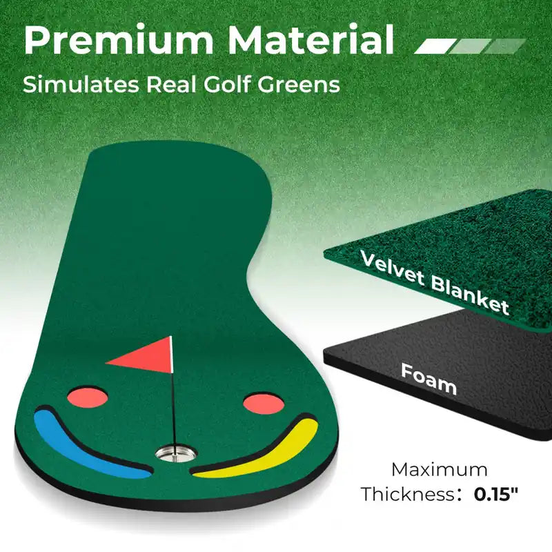 9.8ft X 3ft Par 3 Holes Golf Putting Green Mat Set For Indoor & Outdoor Practice