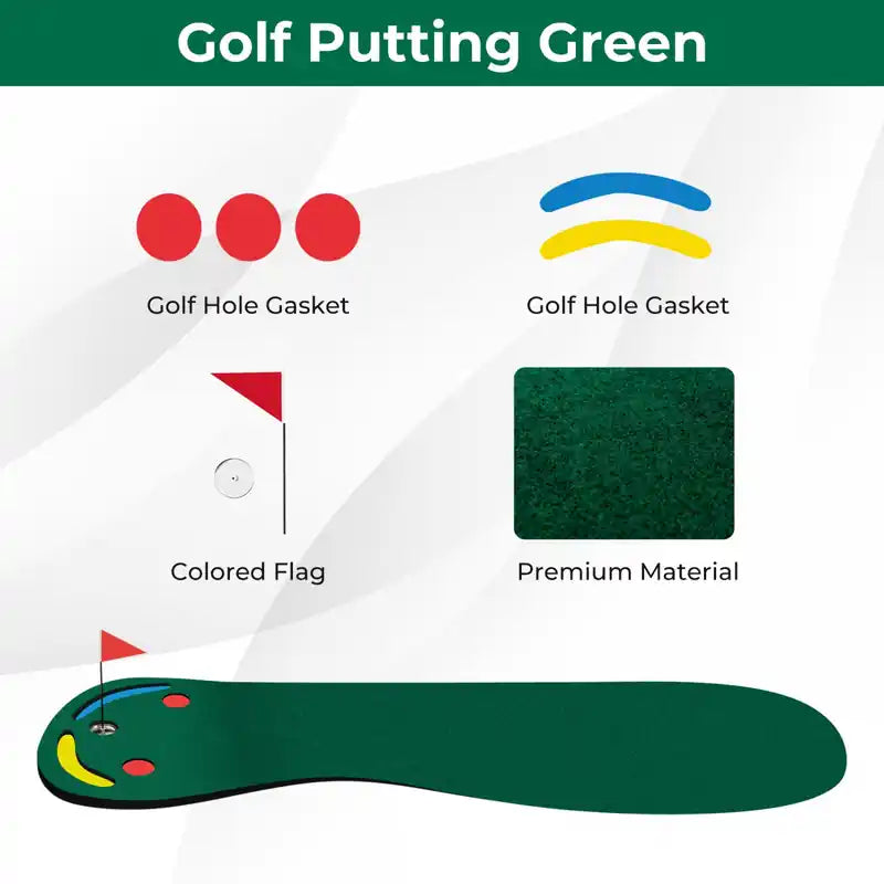 Tapis de practice de golf 9,8ft X 3ft pour putter avec 3 trous pour intérieur et extérieur