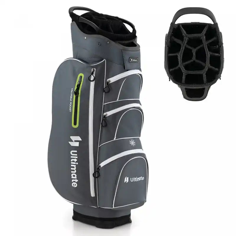 Costway Lightweight Golf Cart Bag With 15 Way Top Divider Individual Putter Well Cooler Bag Green