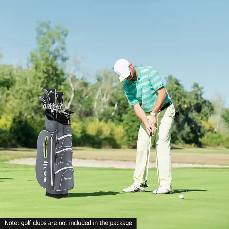 Sac Chariot de Golf Léger avec Diviseur 15 Voies Puits à Putter Individuel Sac Isotherme Vert