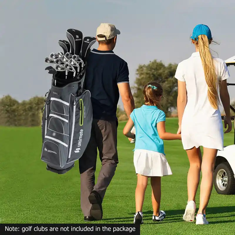 Lightweight Golf Cart Bag With 15 Way Top Divider Individual Putter Well Cooler Bag Green