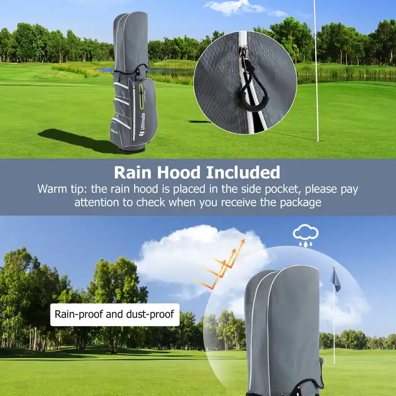 Sac Chariot de Golf Léger avec Diviseur 15 Voies Puits à Putter Individuel Sac Isotherme Vert