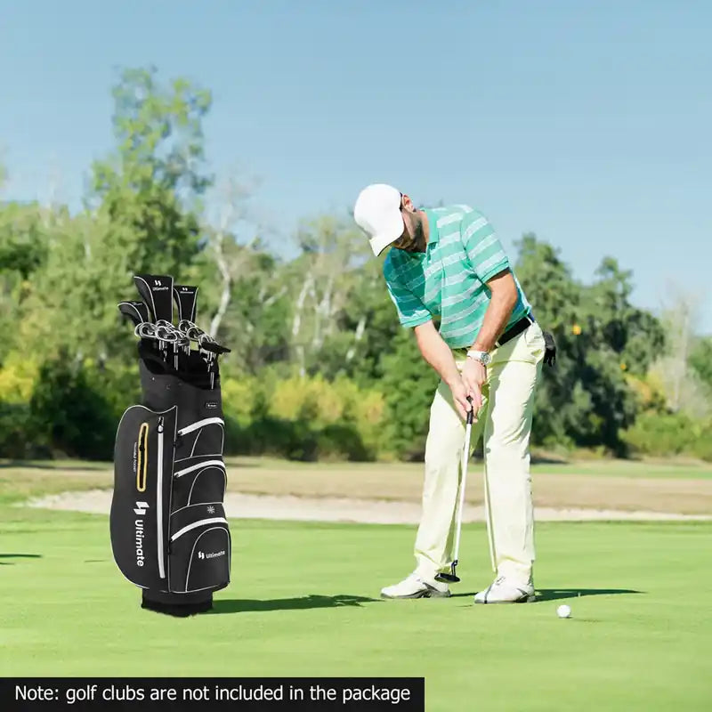 Sac de golf léger avec 15 séparateurs individuels pour putter, glacière, noir