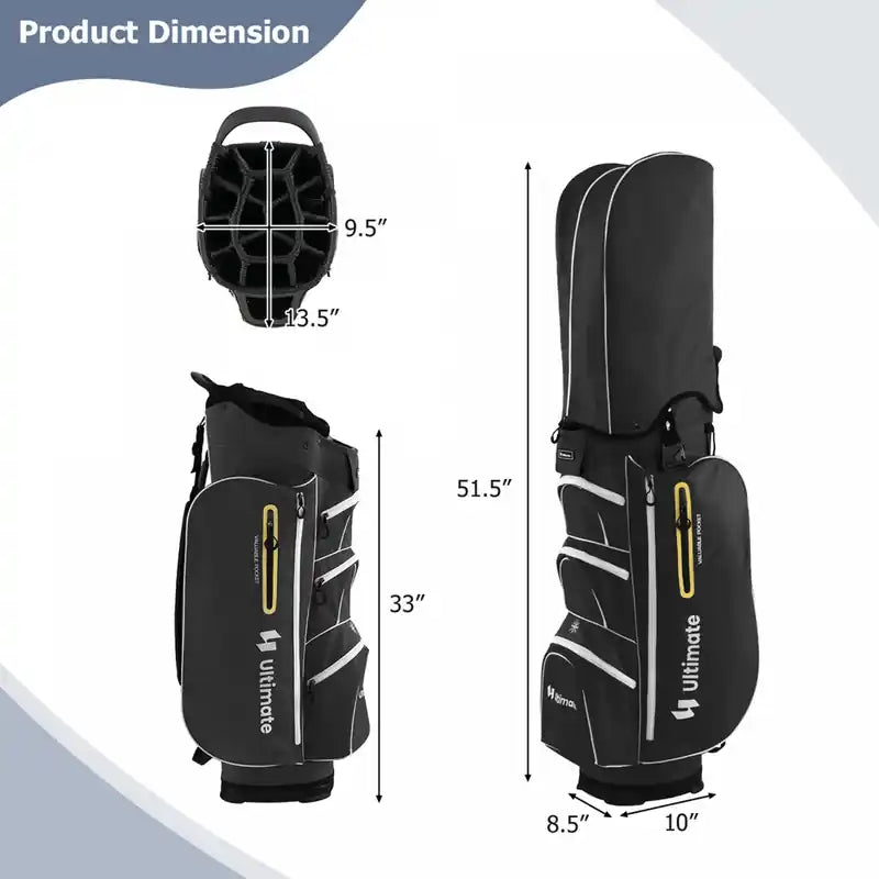 Sac de golf léger avec 15 séparateurs individuels pour putter, glacière, noir