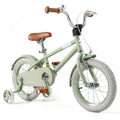 Costway 14 Kids Bike With Adjustable Saddle Handlebar Removable Training Wheels Handbrake Green